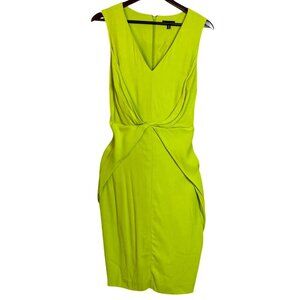 Universal Standard XS Lime Green Sleeveless V-Neck Dress With Figure Flattering